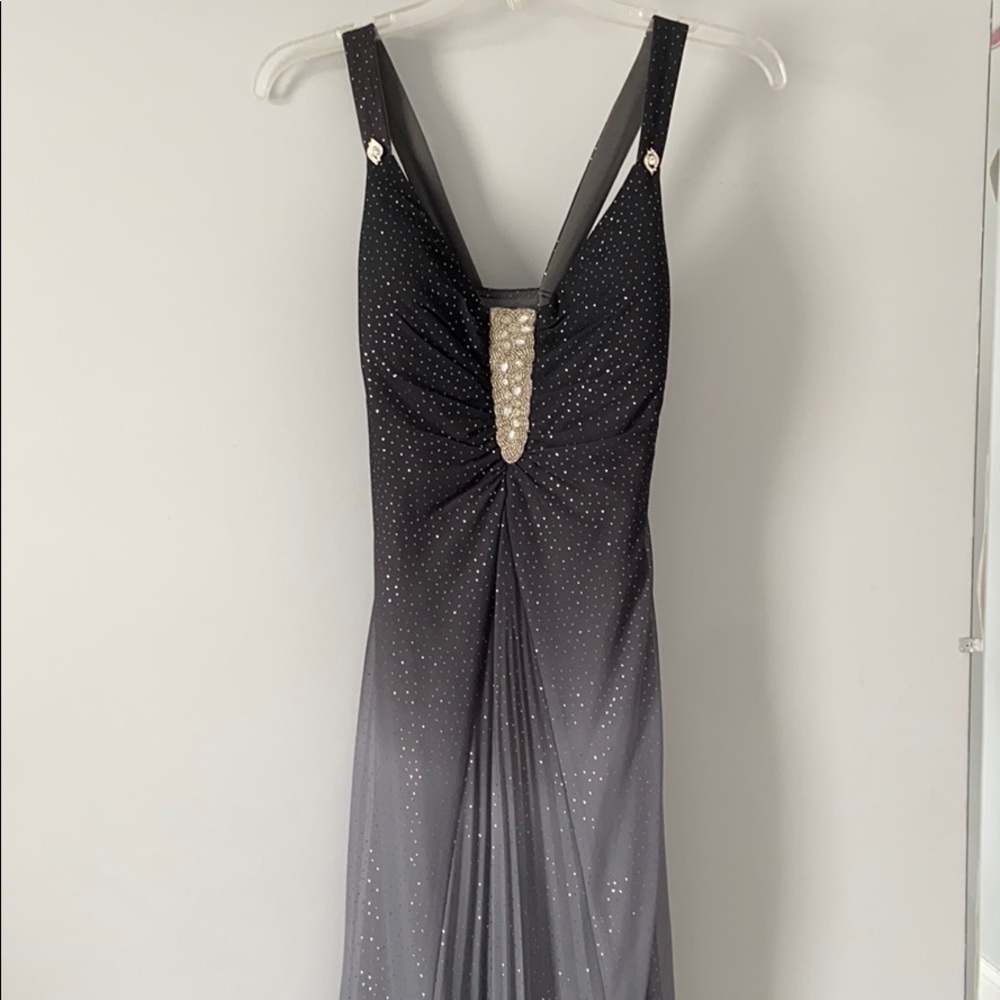 Elegant Sparkle Grey Ombré Formal Gown